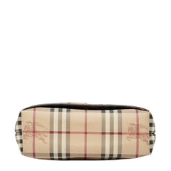 バーバリー ノバチェック シャドーホース ショルダーバッグ ベージュ ブラウン PVC レザー レディース BURBERRY 中古