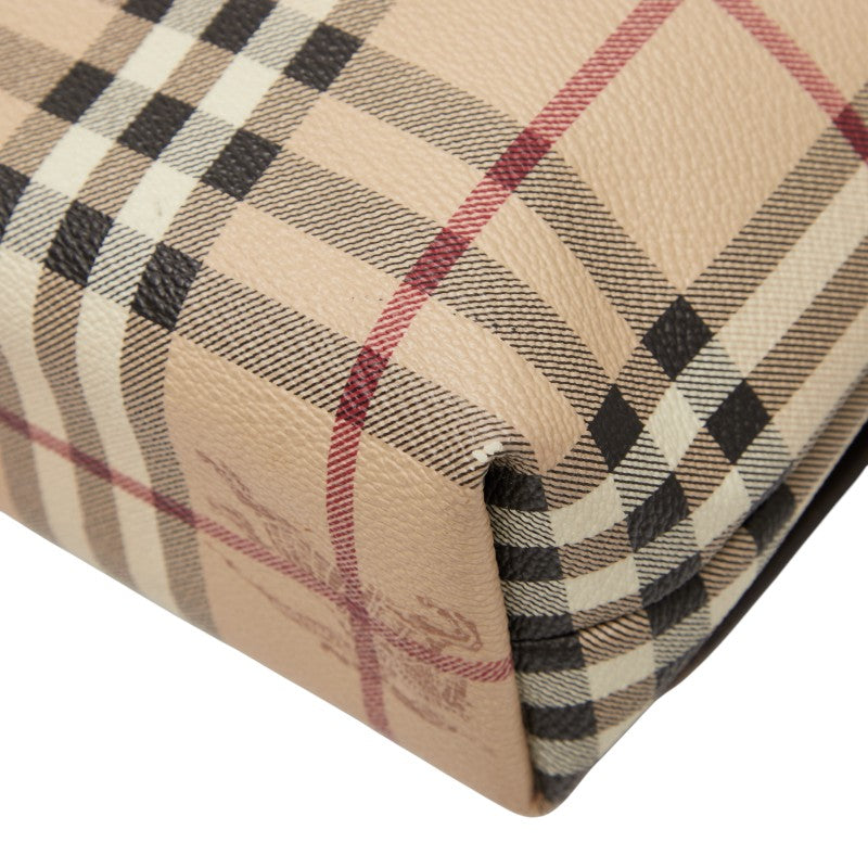 バーバリー ノバチェック シャドーホース ショルダーバッグ ベージュ ブラウン PVC レザー レディース BURBERRY 【中古】