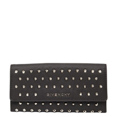 ジバンシー スタッズ 長財布 ブラック ナイロン レザー レディース Givenchy 【中古】