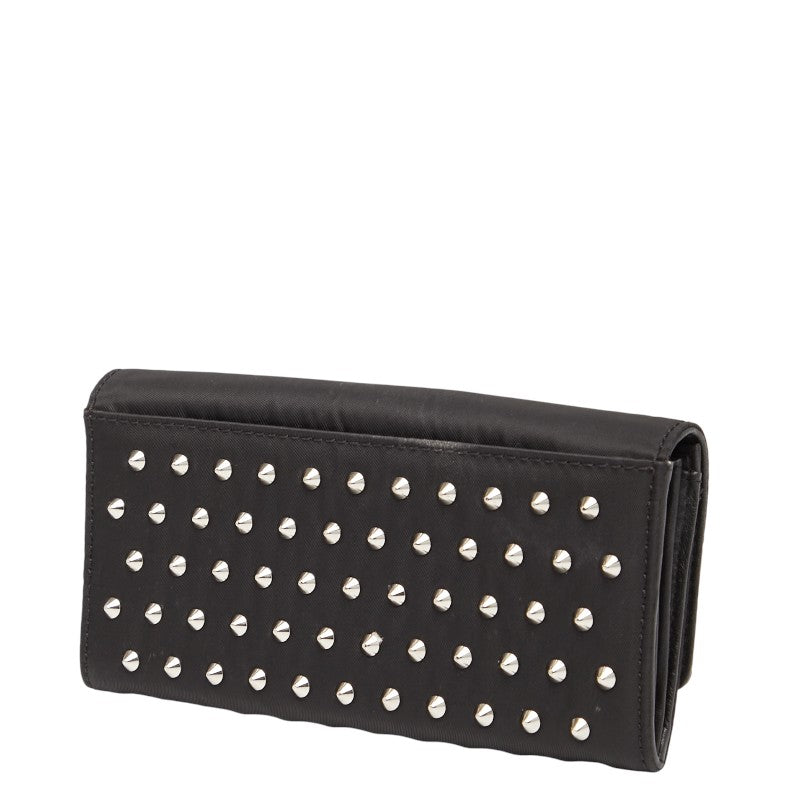 ジバンシー スタッズ 長財布 ブラック ナイロン レザー レディース Givenchy 【中古】