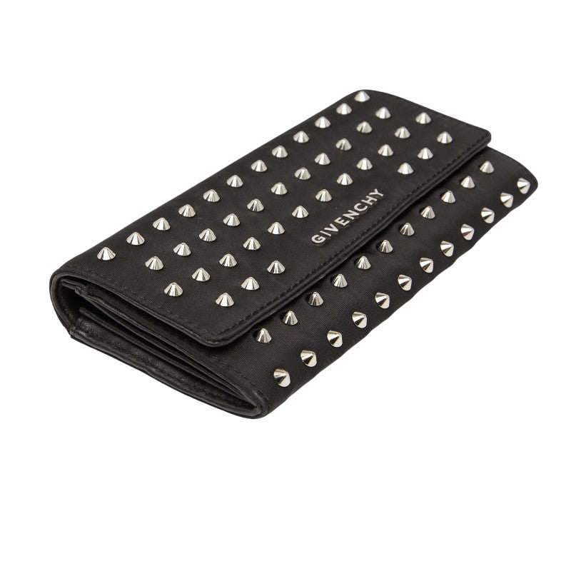 ジバンシー スタッズ 長財布 ブラック ナイロン レザー レディース Givenchy 【中古】