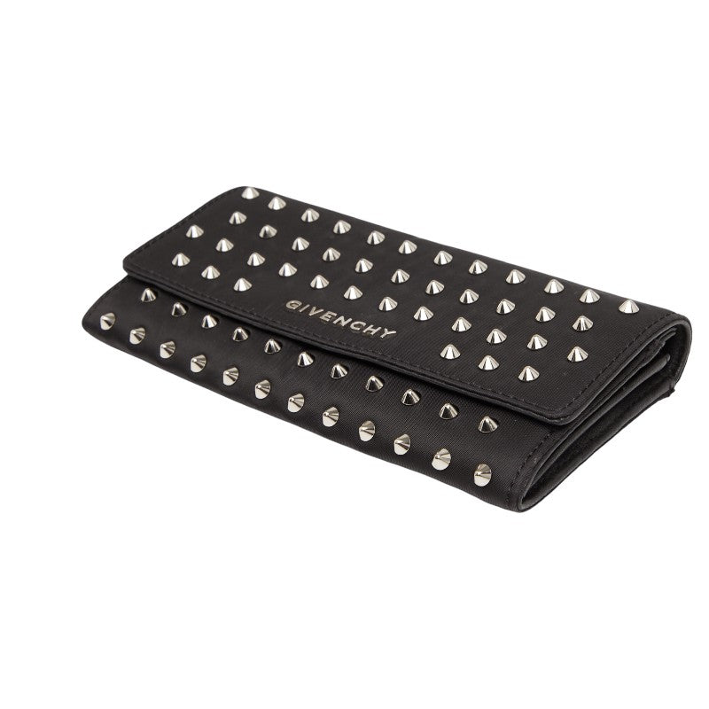 ジバンシー スタッズ 長財布 ブラック ナイロン レザー レディース Givenchy 【中古】