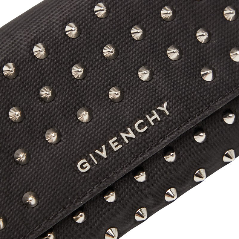 ジバンシー スタッズ 長財布 ブラック ナイロン レザー レディース Givenchy 【中古】
