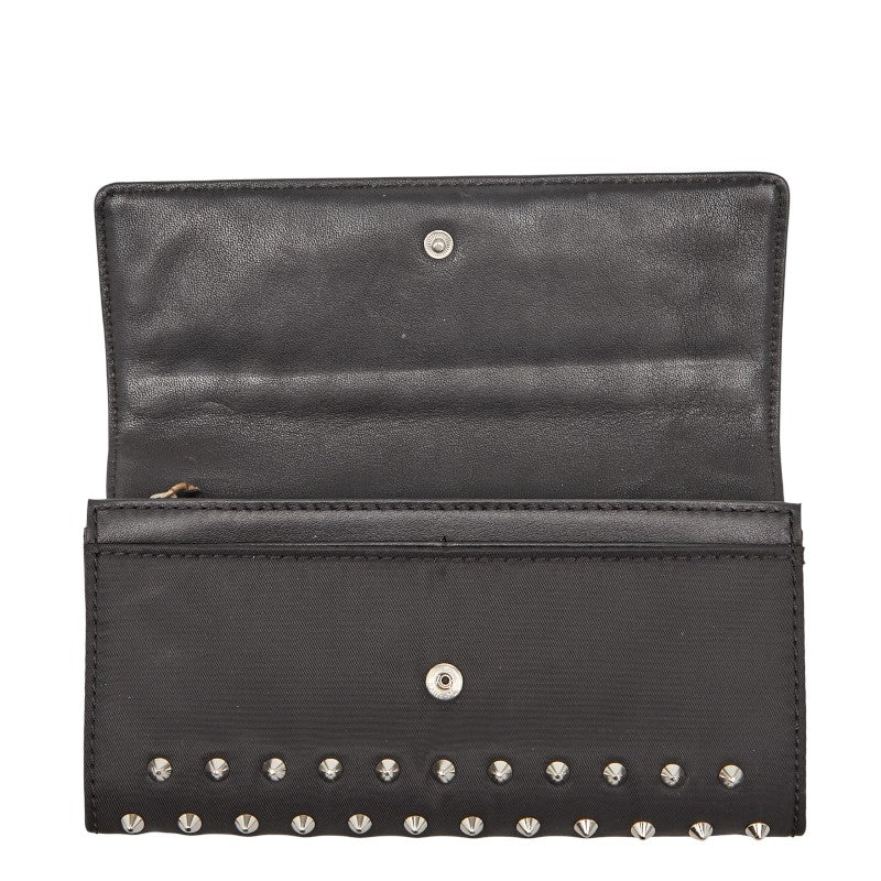 ジバンシー スタッズ 長財布 ブラック ナイロン レザー レディース Givenchy 【中古】