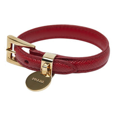 プラダ ロゴ ベルトブレスレット レッド ゴールド レザー メッキ レディース PRADA 【中古】