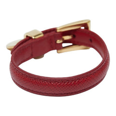 プラダ ロゴ ベルトブレスレット レッド ゴールド レザー メッキ レディース PRADA 【中古】