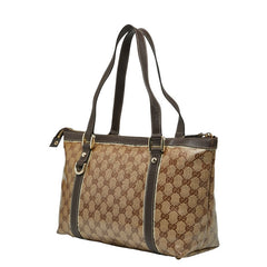 グッチ GGクリスタル アビー トートバッグ 141470 ベージュ ブラウン PVC レザー レディース GUCCI 【中古】
