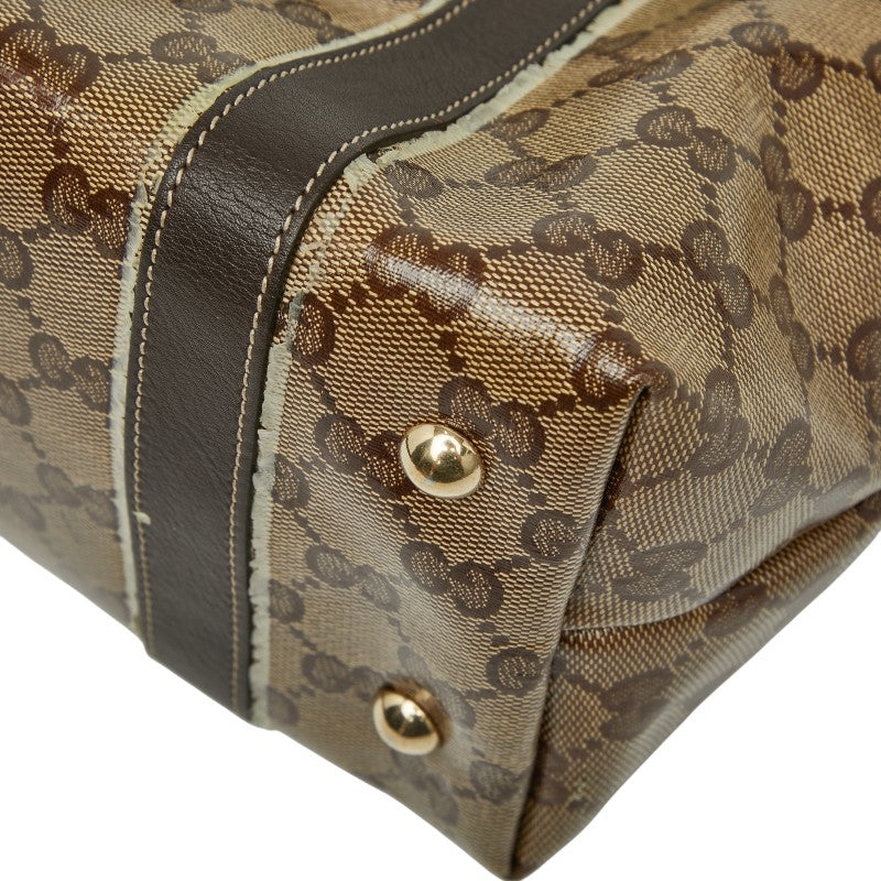 グッチ GGクリスタル アビー トートバッグ 141470 ベージュ ブラウン PVC レザー レディース GUCCI 【中古】