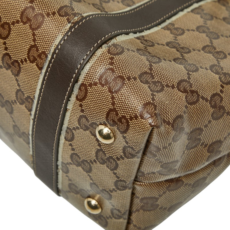 グッチ GGクリスタル アビー トートバッグ 141470 ベージュ ブラウン PVC レザー レディース GUCCI 【中古】