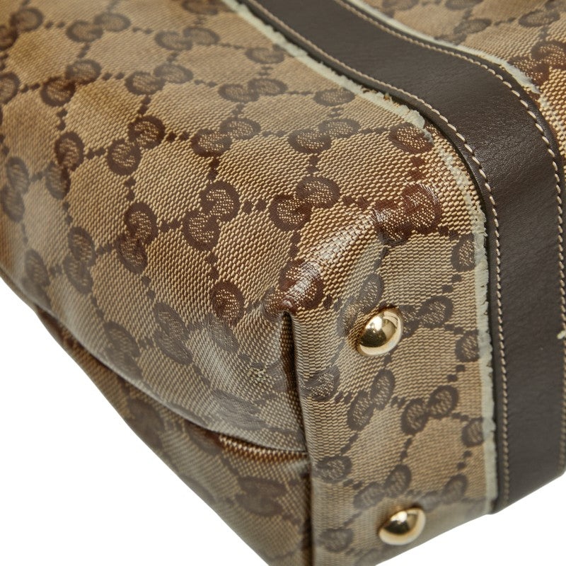 グッチ GGクリスタル アビー トートバッグ 141470 ベージュ ブラウン PVC レザー レディース GUCCI 【中古】
