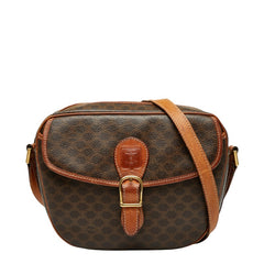 セリーヌ マカダム ショルダーバッグ ブラウン PVC レザー レディース CELINE 【中古】