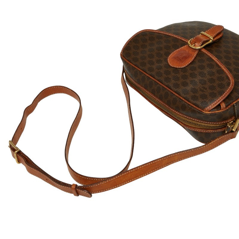 セリーヌ マカダム ショルダーバッグ ブラウン PVC レザー レディース CELINE 【中古】