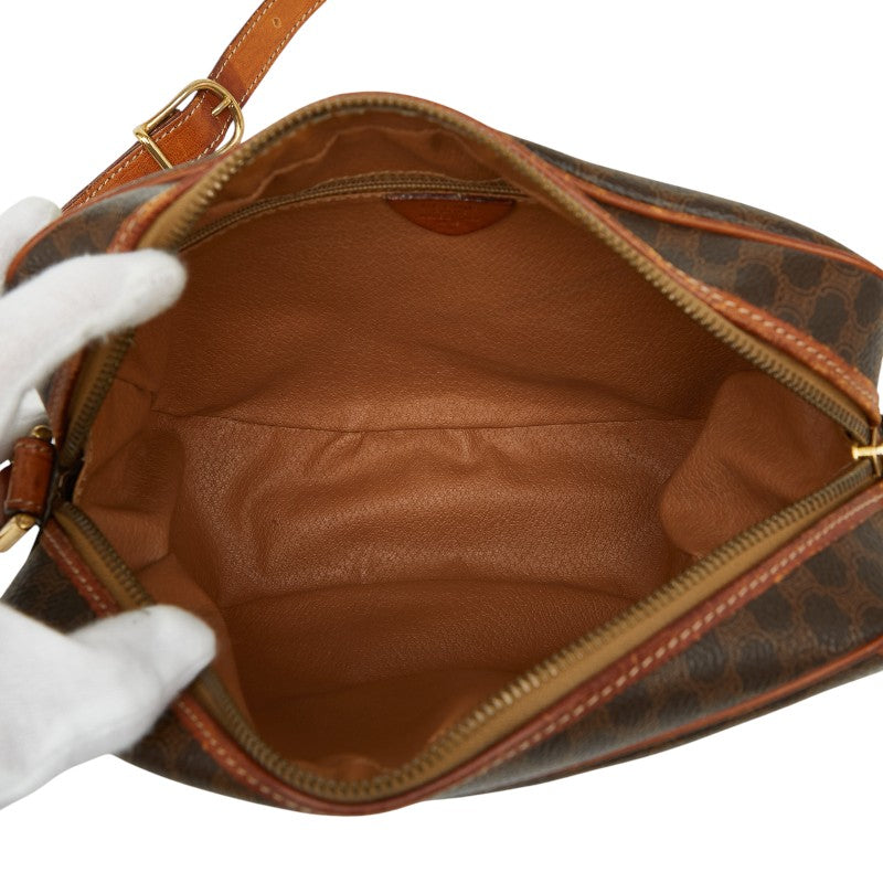 セリーヌ マカダム ショルダーバッグ ブラウン PVC レザー レディース CELINE 【中古】