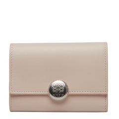 ロエベ ぺブル バーティカル ウォレット スモール 三つ折り財布 ピンク レザー レディース LOEWE 【中古】