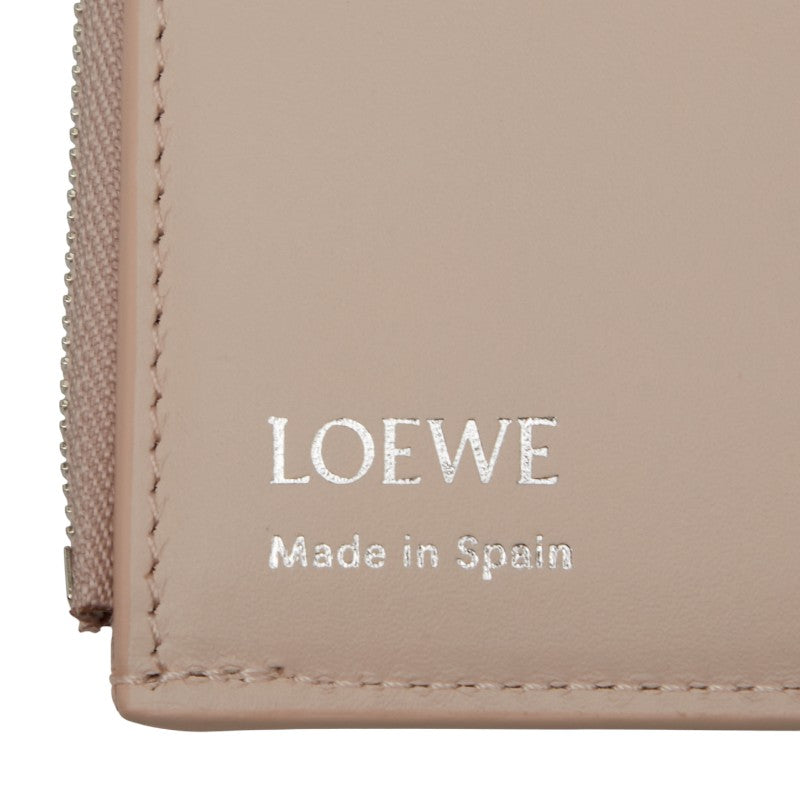 ロエベ ぺブル バーティカル ウォレット スモール 三つ折り財布 ピンク レザー レディース LOEWE 【中古】