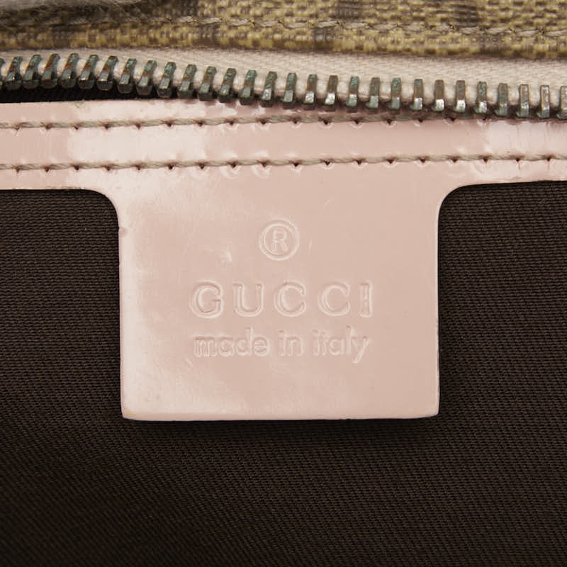 グッチ GGスプリーム ハンドバッグ トートバッグ 211138 ベージュ ピンク PVC レザー レディース GUCCI 【中古】