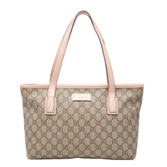 グッチ GGスプリーム ハンドバッグ トートバッグ 211138 ベージュ ピンク PVC レザー レディース GUCCI 【中古】