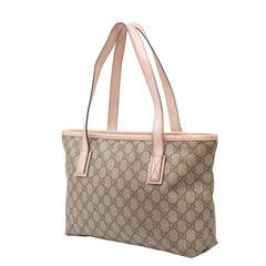 グッチ GGスプリーム ハンドバッグ トートバッグ 211138 ベージュ ピンク PVC レザー レディース GUCCI 【中古】