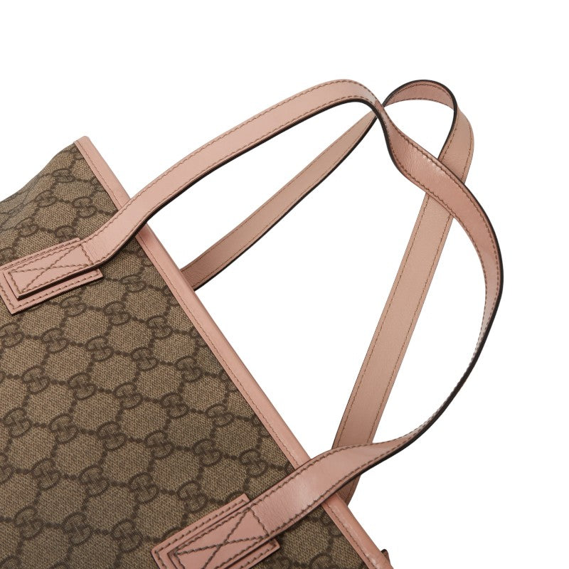 グッチ GGスプリーム ハンドバッグ トートバッグ 211138 ベージュ ピンク PVC レザー レディース GUCCI 【中古】