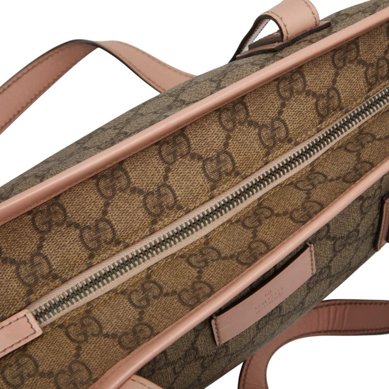 グッチ GGスプリーム ハンドバッグ トートバッグ 211138 ベージュ ピンク PVC レザー レディース GUCCI 【中古】