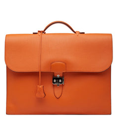 エルメス サックアデペッシュ38 ビジネスバッグ ブリーフケース オレンジ トリヨンクレマンス レディース HERMES 【中古】