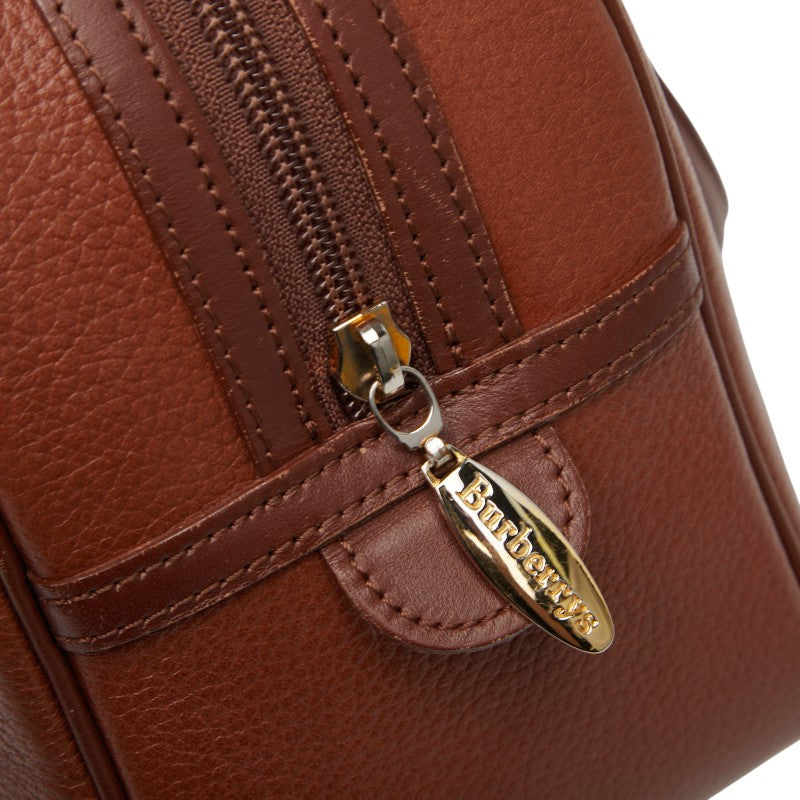 バーバリー ノバチェック シャドーホース ボストンバッグ ブラウン レザー レディース BURBERRY 【中古】