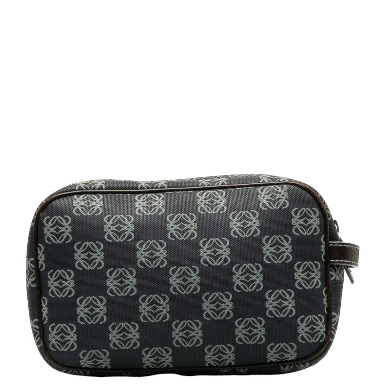 ロエベ アナグラム ポーチ ネイビー ブラウン PVC レザー レディース LOEWE 【中古】
