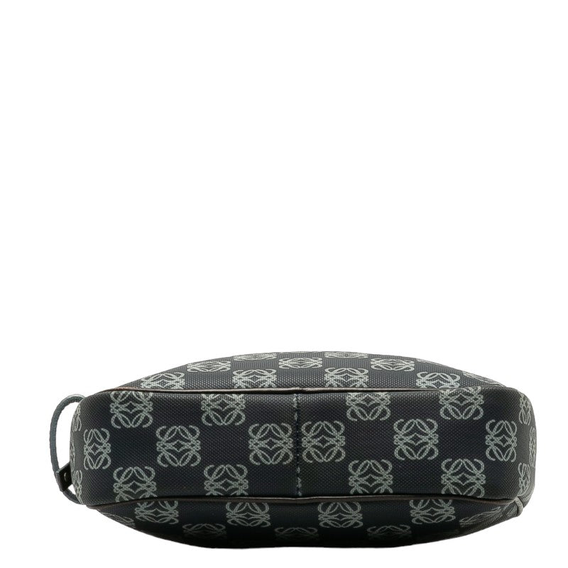 ロエベ アナグラム ポーチ ネイビー ブラウン PVC レザー レディース LOEWE 【中古】