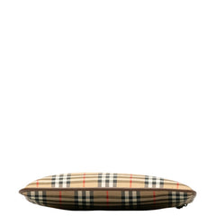 バーバリー ノバチェック シャドーホース クラッチバッグ ベージュ ブラウン キャンバス レザー レディース BURBERRY 中古