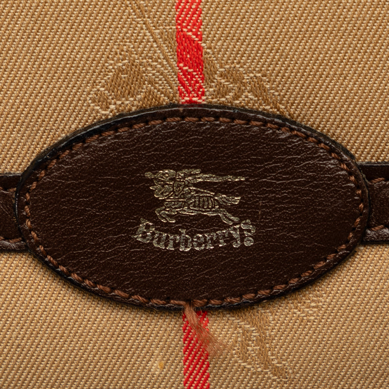 バーバリー ノバチェック シャドーホース 肩掛け ショルダーバッグ ベージュ ブラウン キャンバス レザー レディース BURBERRY 【中古】