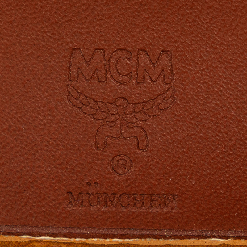エム シー エム ヴィンテージ ヴィセトス ロゴグラム Wホック 三つ折り財布 ブラウン PVC レザー レディース MCM 【中古】