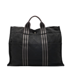 エルメス フールトゥ トートMM トートバッグ ブラック キャンバス レディース HERMES 【中古】