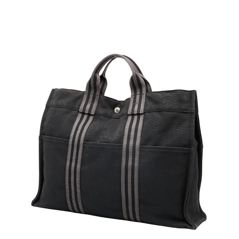 エルメス フールトゥ トートMM トートバッグ ブラック キャンバス レディース HERMES 【中古】