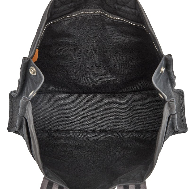 エルメス フールトゥ トートMM トートバッグ ブラック キャンバス レディース HERMES 【中古】
