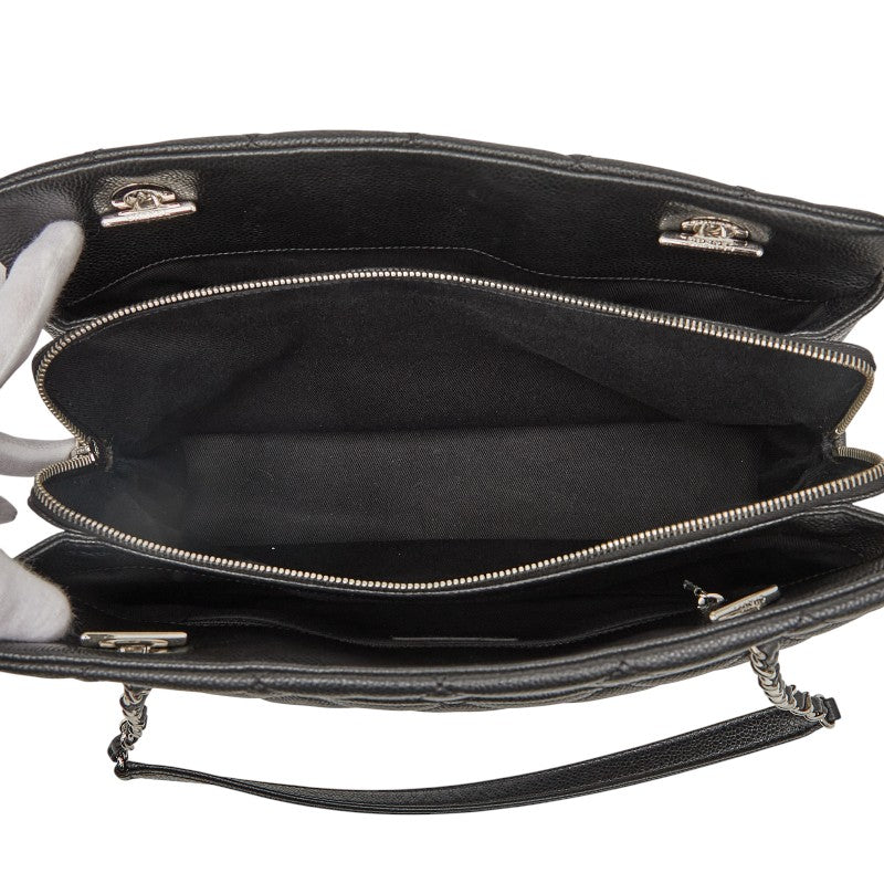 シャネル マトラッセ ココマーク チェーントートバッグ ブラック キャビアスキン レディース CHANEL 【中古】