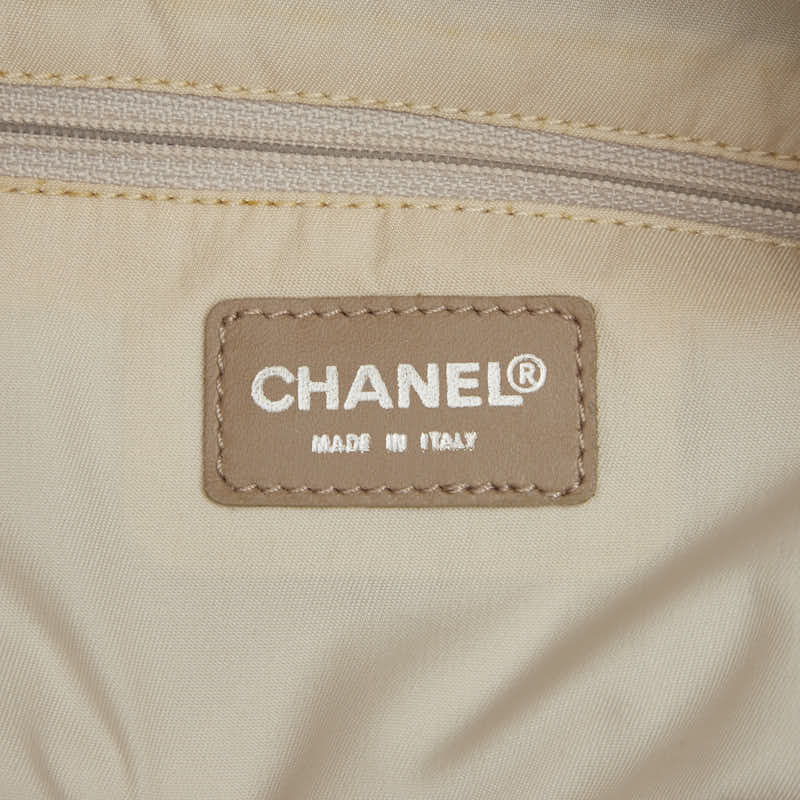 シャネル ニュートラベルライン ココマーク トートバッグ ピンクベージュ キャンバス レザー レディース CHANEL 【中古】