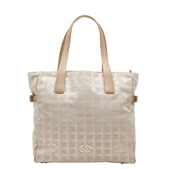 シャネル ニュートラベルライン ココマーク トートバッグ ピンクベージュ キャンバス レザー レディース CHANEL 【中古】