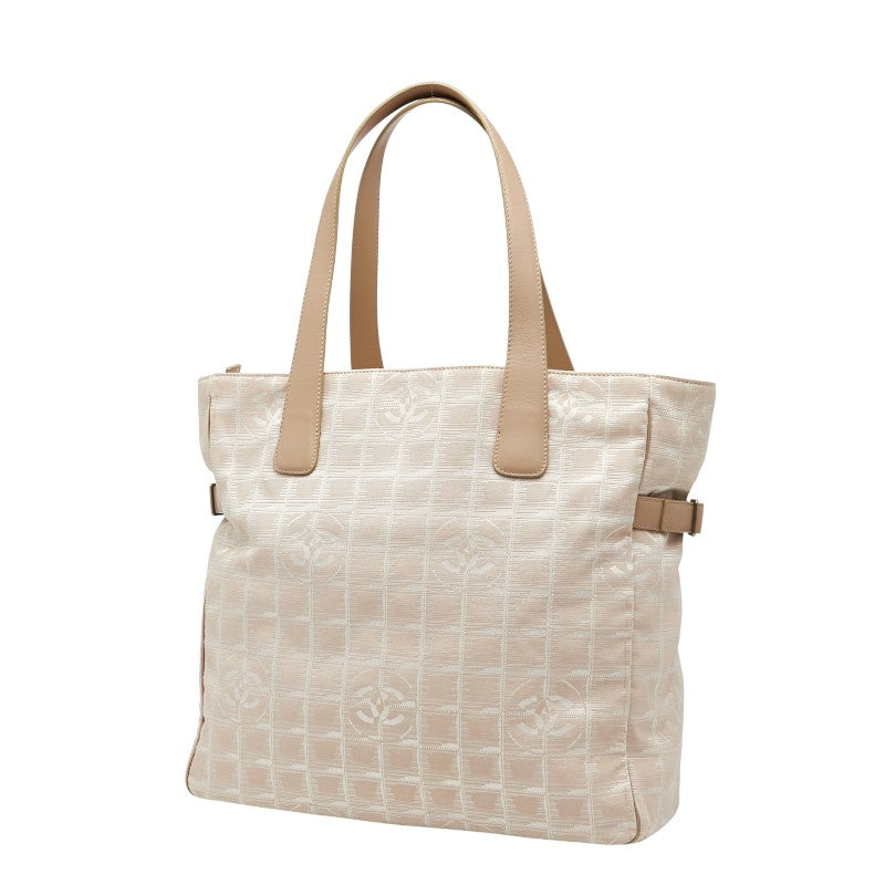 シャネル ニュートラベルライン ココマーク トートバッグ ピンクベージュ キャンバス レザー レディース CHANEL 【中古】