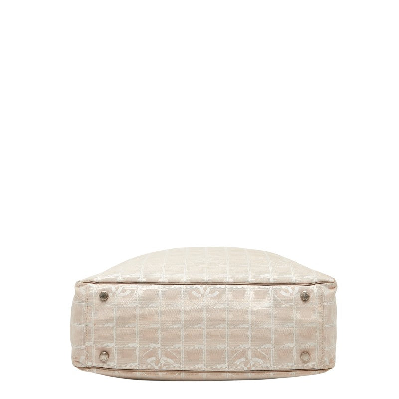 シャネル ニュートラベルライン ココマーク トートバッグ ピンクベージュ キャンバス レザー レディース CHANEL 【中古】