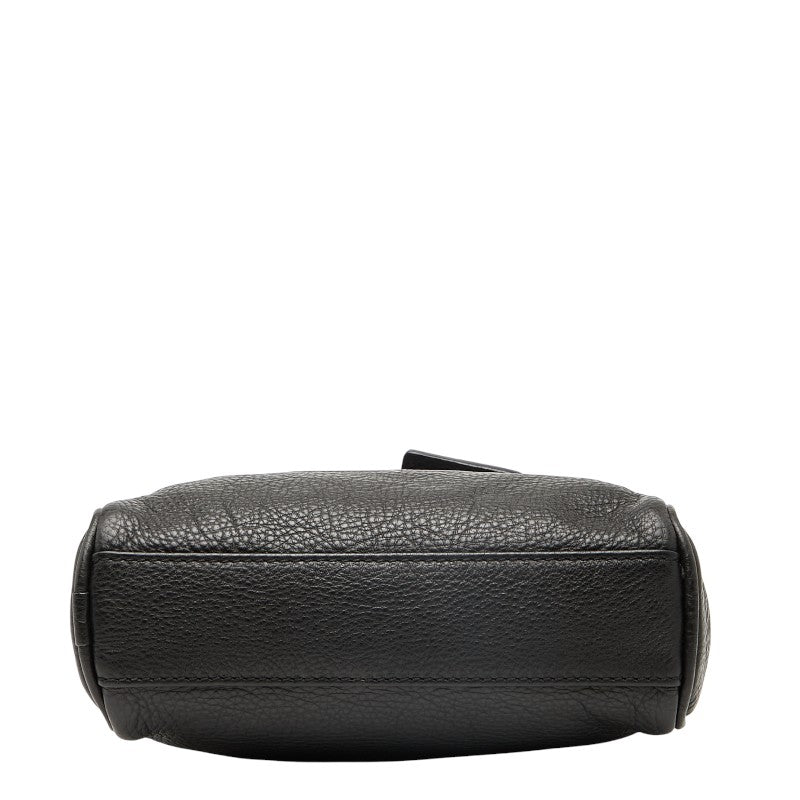 アルマーニ ロゴ ポシェット ショルダーバッグ ブラック レザー レディース ARMANI 【中古】