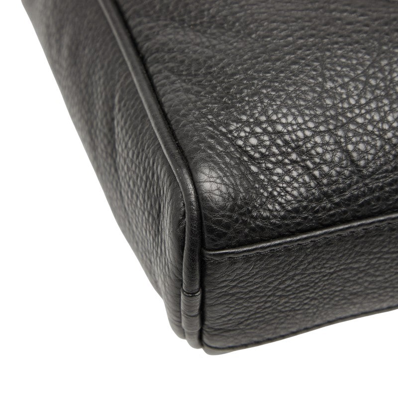 アルマーニ ロゴ ポシェット ショルダーバッグ ブラック レザー レディース ARMANI 【中古】