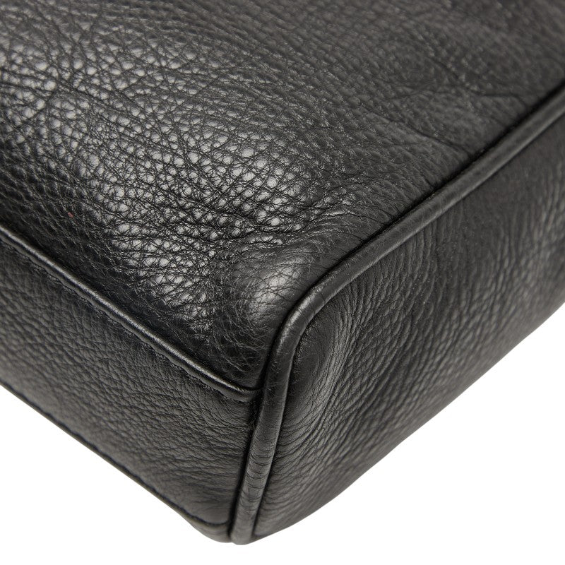 アルマーニ ロゴ ポシェット ショルダーバッグ ブラック レザー レディース ARMANI 【中古】
