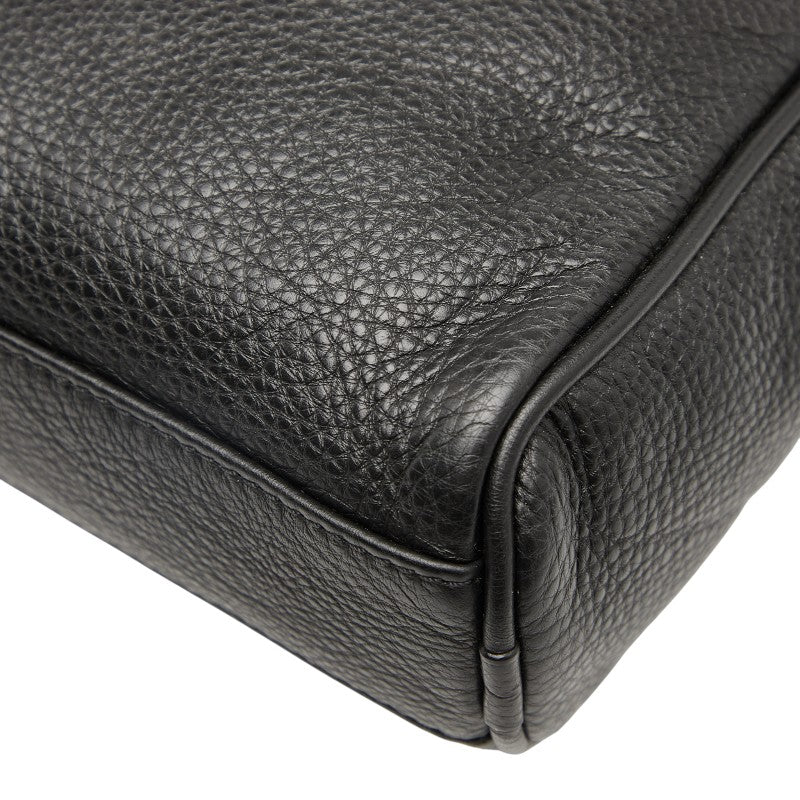 アルマーニ ロゴ ポシェット ショルダーバッグ ブラック レザー レディース ARMANI 【中古】