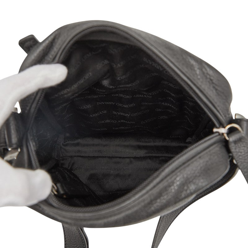 アルマーニ ロゴ ポシェット ショルダーバッグ ブラック レザー レディース ARMANI 【中古】
