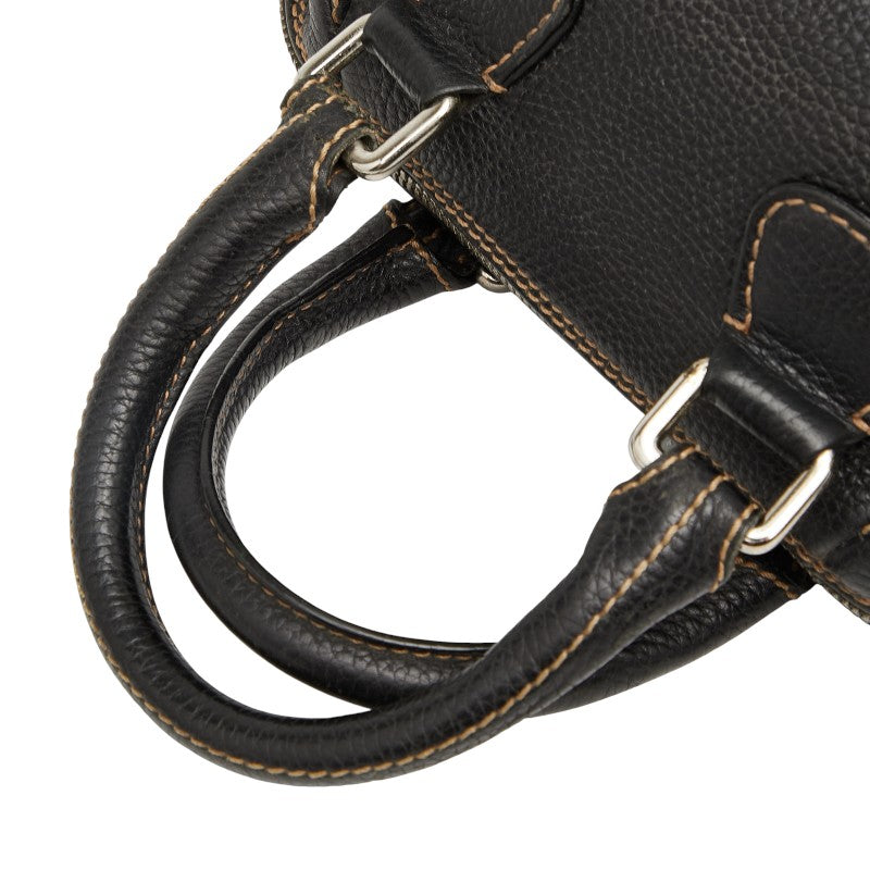 シャネル ロゴ フリンジ ミニボストンバッグ ハンドバッグ ブラック キャビアスキン レディース CHANEL 【中古】