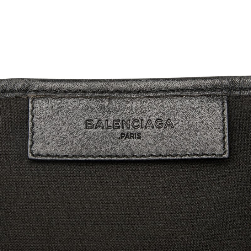 バレンシアガ ネイビーカバス スモール ハンドバッグ 339933 ベージュ ブラック キャンバス レザー レディース BALENCIAGA 【中古】