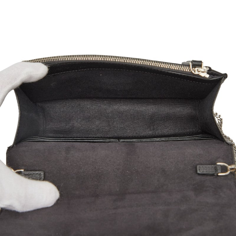 フェンディ カーリト スタッズ チェーン ショルダーバッグ ウォレットバッグ 8M0346 ブラック レザー レディース FENDI 【中古】
