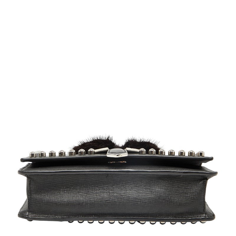 フェンディ カーリト スタッズ チェーン ショルダーバッグ ウォレットバッグ 8M0346 ブラック レザー レディース FENDI 【中古】