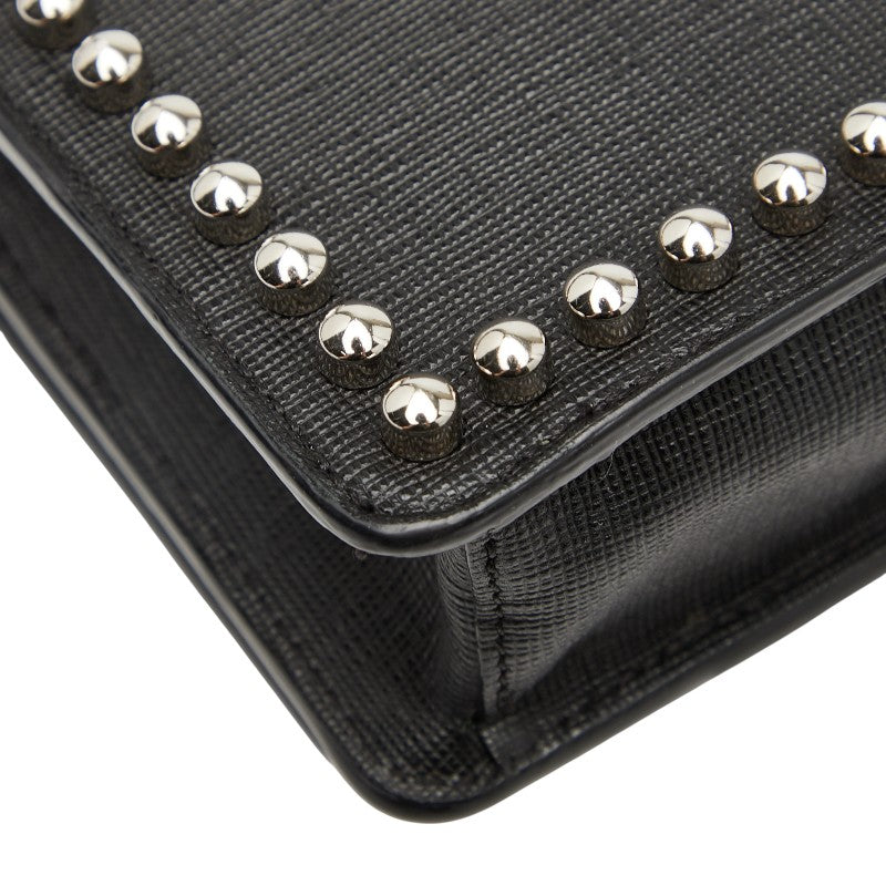 フェンディ カーリト スタッズ チェーン ショルダーバッグ ウォレットバッグ 8M0346 ブラック レザー レディース FENDI 【中古】