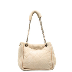 シャネル マトラッセ ロゴ金具 ボア チェーン ショルダーバッグ ベージュ スエード レディース CHANEL 【中古】